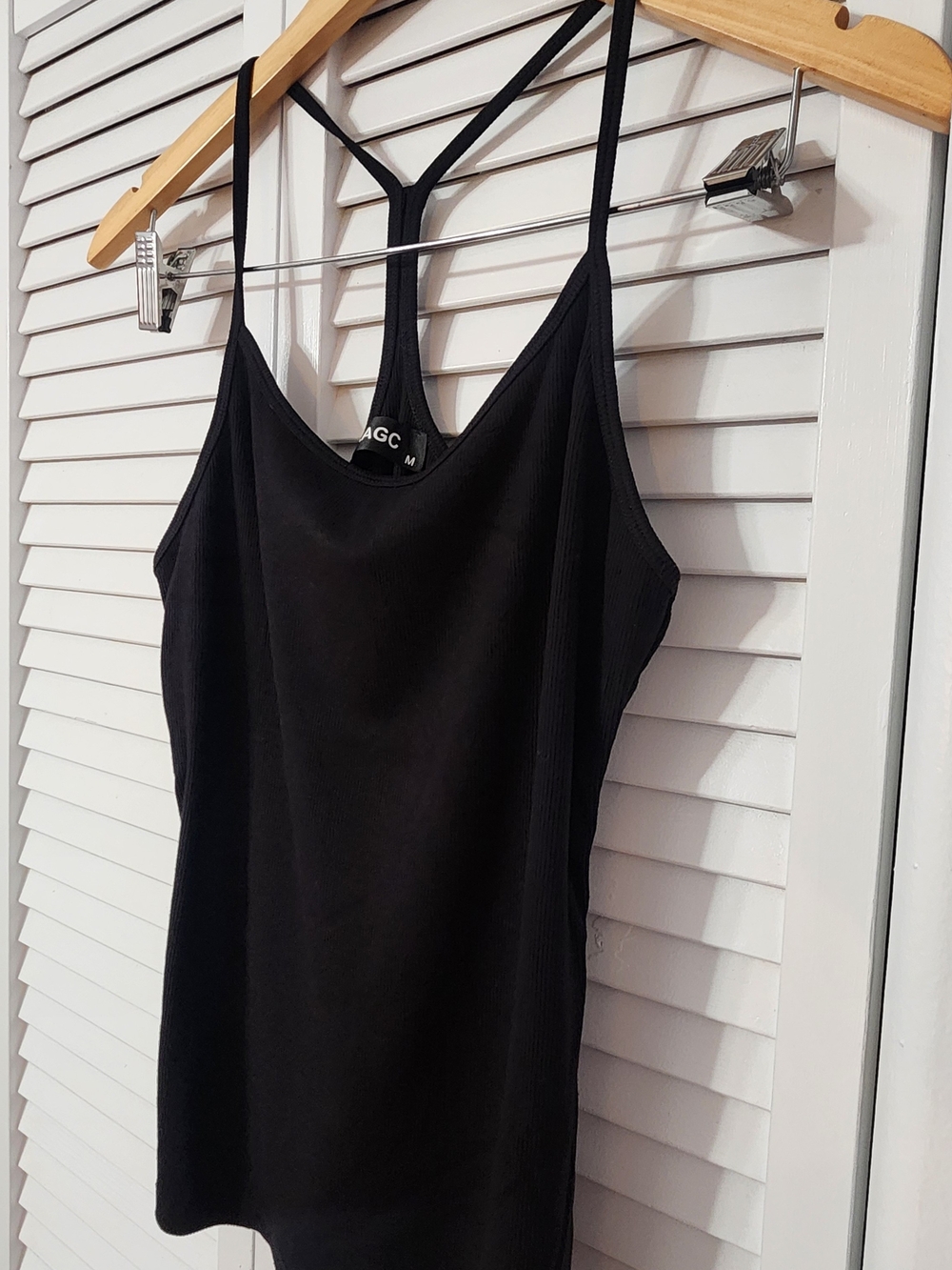 Black Racerback Scoop Neck Spaghettic Strap Tank Top - Women Ribbed Fitted